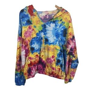 Paper & Tea Cropped Tie Dye Hoodie Top Size 2X